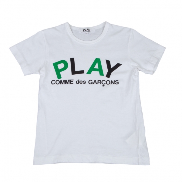 プレイ コムデギャルソンPLAY COMME des GARCONS ツートンロゴプリントTシャツ 白M