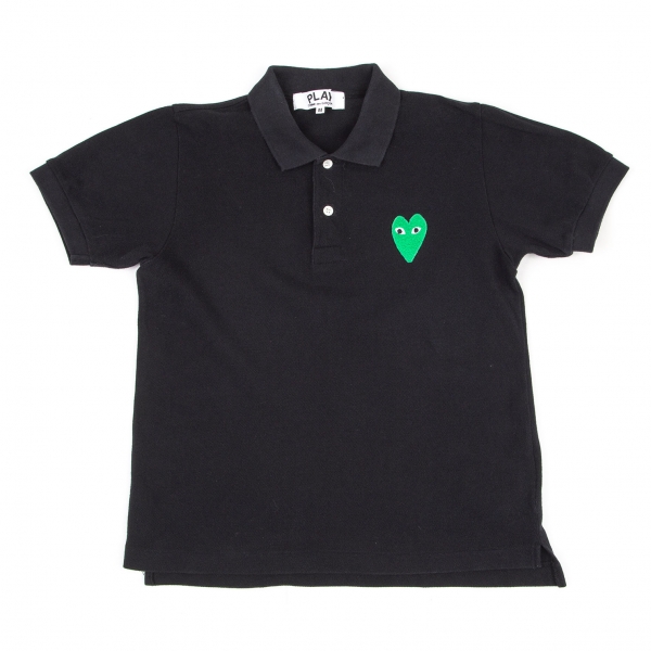 PLAY COMME des GARCONS Heart Wappen Polo Shirt Black M | PLAYFUL