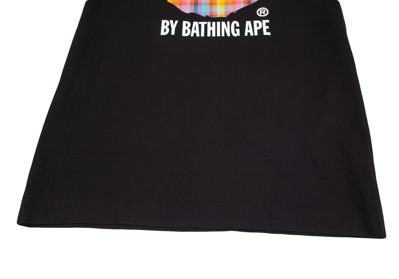 アベイシングエイプA BATHING APE チェックプリントTシャツ 黒L