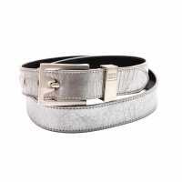  MARITHE FRANCOIS GIRBAUD Foil Leather Belt Silver 