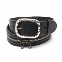  MARITHE FRANCOIS GIRBAUD Zip Design Leather Belt Black 