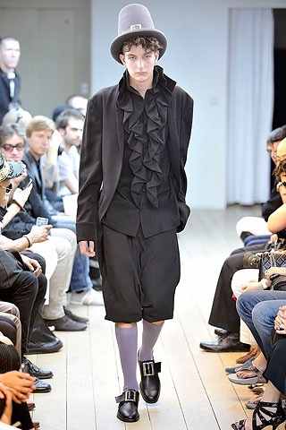 ヨウジヤマモト プールオムYohji Yamamoto POUR HOMME リネンコットンギャザー装飾デザインシャツ 黒4