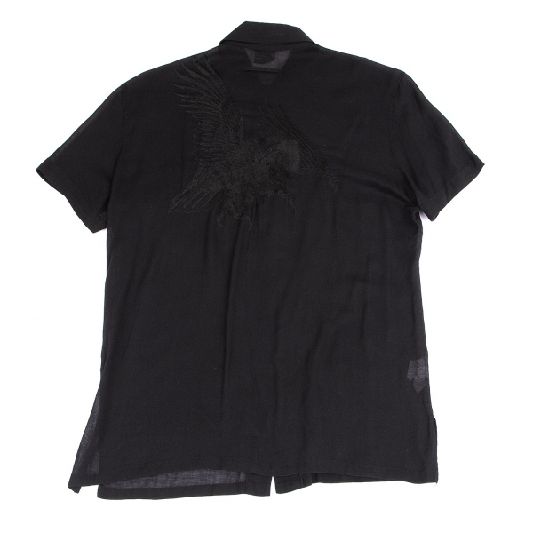 ジャンポールゴルチエ オムJean Paul GAULTIER HOMME コットンバックイーグル刺繍半袖シャツ 黒48