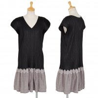  PLEATS PLEASE Switched Embroidery Pleats Sleeveless Dress Black S-M