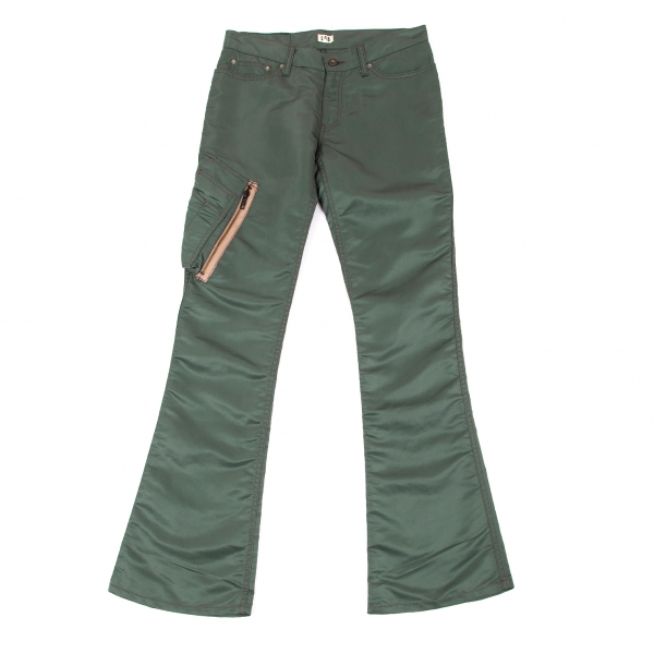 L.G.B. Nylon Flare Pants (Trousers) Forest green 29 | PLAYFUL