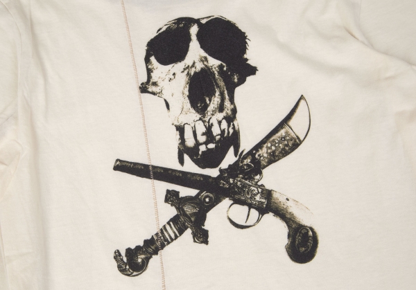IF SIX WAS NINE Back Skull Printed T Shirt Cream 1 | PLAYFUL