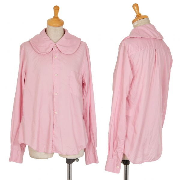コムコム コムデギャルソンCOMME des GARCONS ポリビッグ丸襟デザインシャツ ピンクS