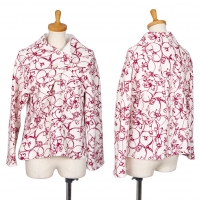  tricot COMME des GARCONS Floral Printed Pullover Shirt White,Bordeaux S-M