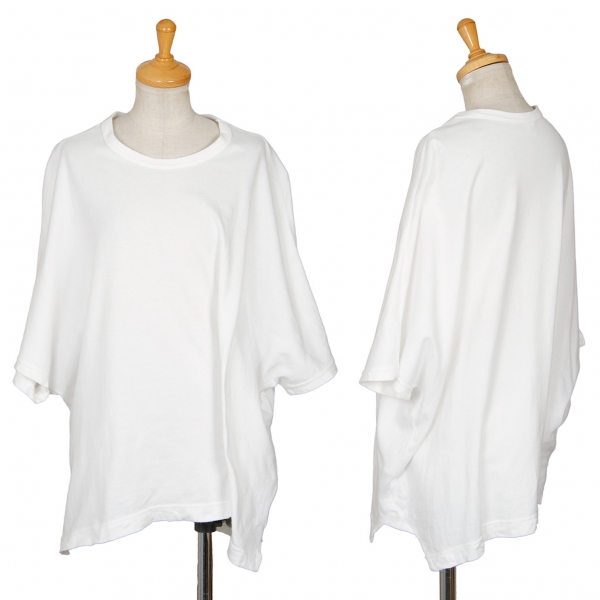 ワイズY's コットンドルマンシルエット裾繋ぎデザインTシャツ 白2