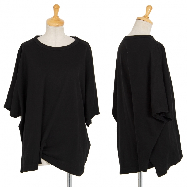 ワイズY's コットンドルマンシルエット裾繋ぎデザインTシャツ 黒2