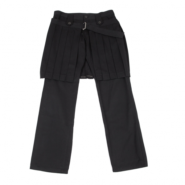 ワイズY's 混紡ギャバジンプリーツスカート付きパンツ 黒2
