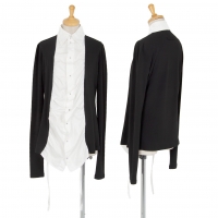  Jean-Paul GAULTIER FEMME Front Frill Long Sleeve Shirt Black,White 40