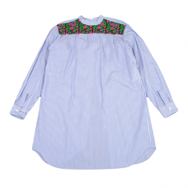  COMME des GARCONS HOMME PLUS Embroidery Striped Long Shirt Sky blue M