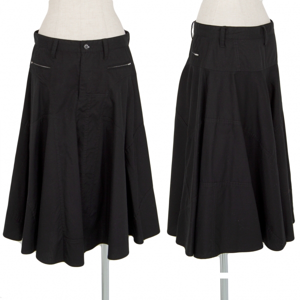 ワイズY's コットン切替デザインスカート 黒2