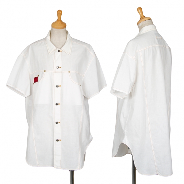 ゴルチエジーンズGAULTIER JEAN'S ポケットデザイン半袖シャツ 白40