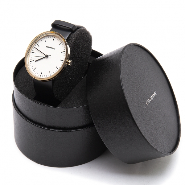 イッセイミヤケISSEY MIYAKE エリプスELLIPSE 20周年記念レザーバンドウォッチ 腕時計 NYAN701 シャンパンゴールド黒