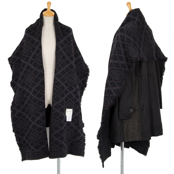 STEPHAN SCHNEIDER Stole Design Wool Switching Coat Charcoal 1