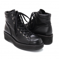  Y's Leather Platform Shoes Black US About 6.5