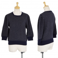  COMME des GARCONS Striped Square Knit Sweater (Jumper) Navy,Grey S-M