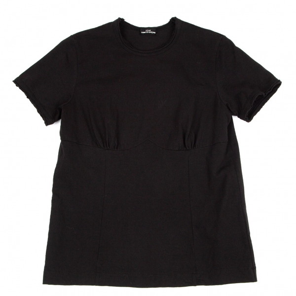 トリココムデギャルソンtricot COMME des GARCONS 製品洗い加工コットン切替デザインTシャツ 黒M位