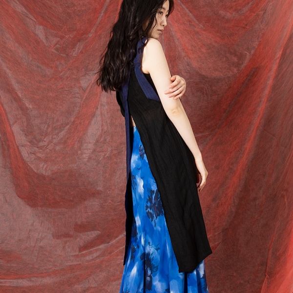 Yohji Yamamoto FEMME Bi Color Switching Sleeveless Dress Black 1