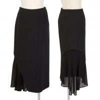 Y's Chiffon Switching Cotton Skirt Black 1