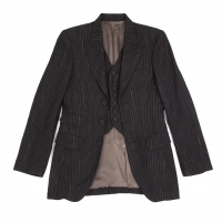  Jean Paul GAULTIER HOMME Striped Vest Switching Jacket Black 48