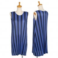  PLEATS PLEASE Gradation Stripe Sleeveless Dress Blue 3