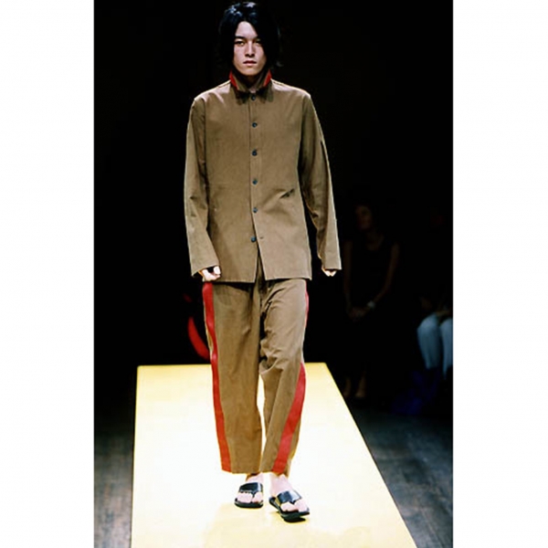 ヨウジヤマモト プールオムYohji Yamamoto POUR HOMME アジアの不良期テープデザインジャケット キャメル2