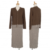  JURGEN LEHL Design Woven Knit Cardigan & Skirt Brown,Grey M