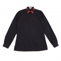  BALENCIAGA Plaid Collar Switching Long Sleeve Shirt Black 39