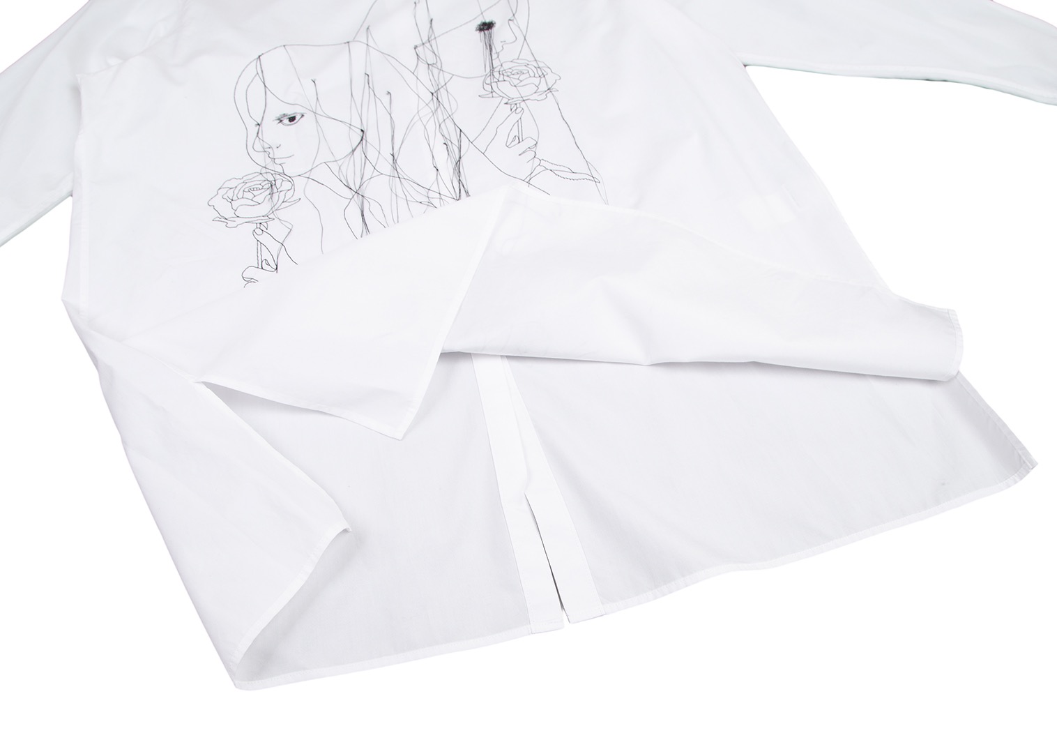 Yohji Yamamoto POUR HOMME ヨウジヤマモト プールオム 20SS 内田すずめ ステッチ刺繍ダブルカラーシャツ ホワイト 3