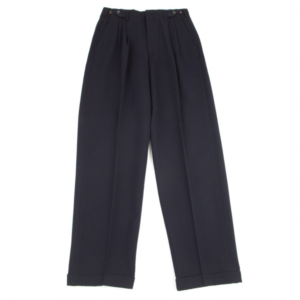 COMME des GARCONS HOMME Wool Gabardine Tuck Pants (Trousers) Navy