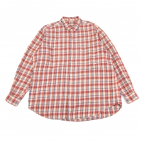  Papas Sleeve Switching Plaids Flannel Shirt Beige L