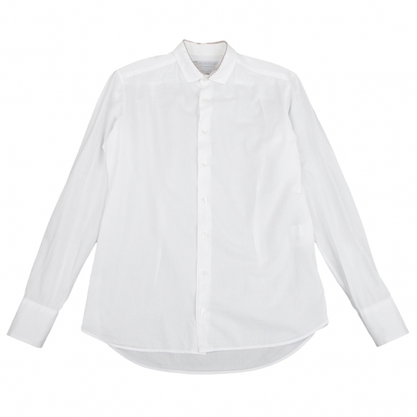 カラーkolor コットンリヨセル襟かがりデザインシャツ 白1