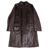  PRADA Leather Long Coat Brown 48