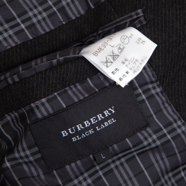 BURBERRY BLACK LABEL Check Lining Wool Napoleon Jacket Khaki L