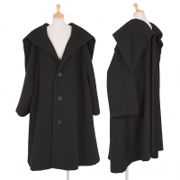  Yohji Yamamoto FEMME Melton Wool Collar Design Coat Black M