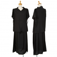  COMME des GARCONS Drawstring V-neck Poly Shirt & Skirt Black S-M