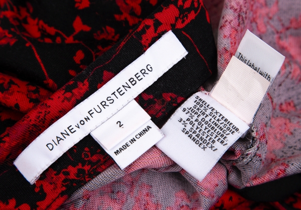 DIANE VON FURSTENBERG Floral Layered Silk Dress Red,Black 2 | PLAYFUL