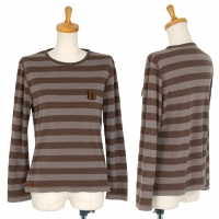  Mademoiselle NON NON Striped Patch T Shirt Brown 40L