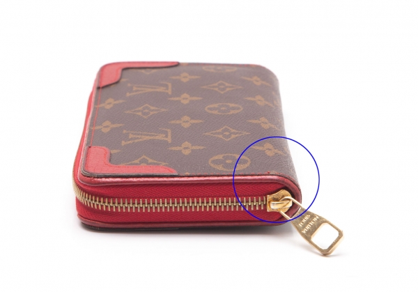 Louis Vuitton M61854 Monogram Zippy Wallet Retiro Brown Cerise Red Leather  w/Box