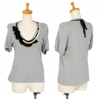  tricot COMME des GARCONS Pearl Neck Decoration T Shirt Grey S-M