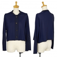  ISSEY MIYAKE PERMANENTE Bi-colour Knit Jacket Navy 2