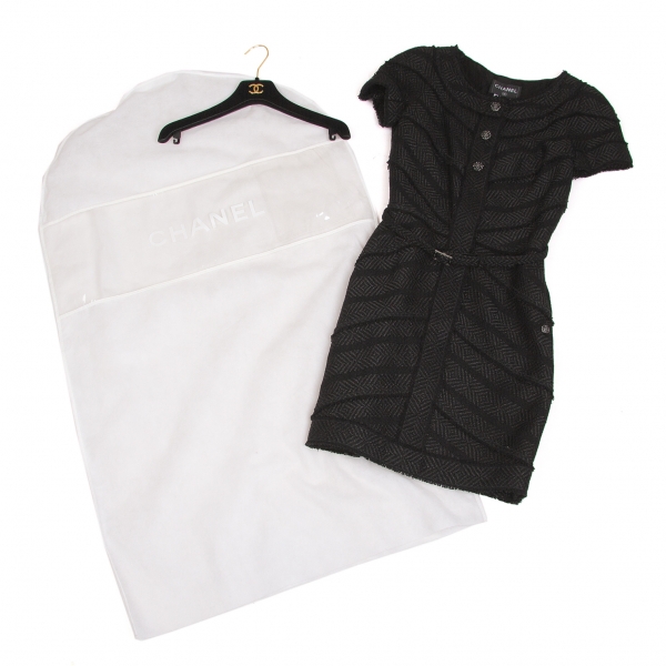 Tweed mid-length dress Chanel Black size 38 FR in Tweed - 38923111