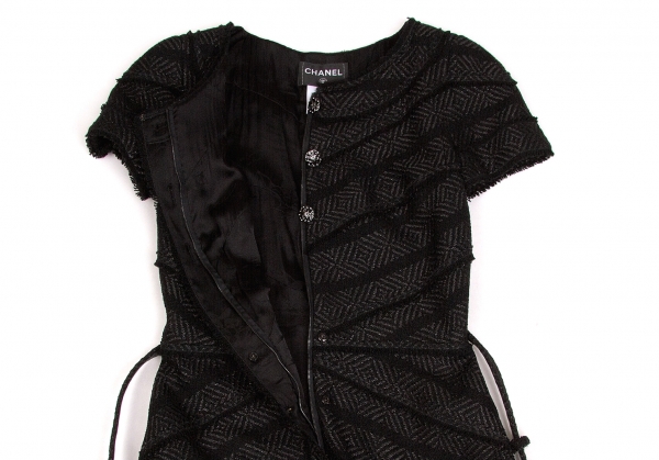CHANEL Fancy Tweed Dress Black 38