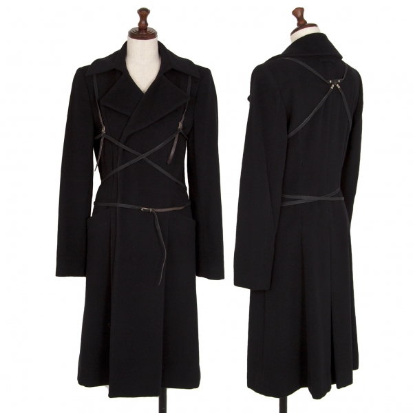 Jean-Paul GAULTIER FEMME Harness Design Double Breasted Coat Black