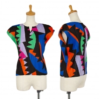  Unbranded Pleats Colorful Printed Top Multi-Color S-M
