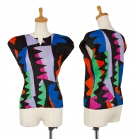  Unbranded Pleats Colorful Printed Top Multi-Color S-M