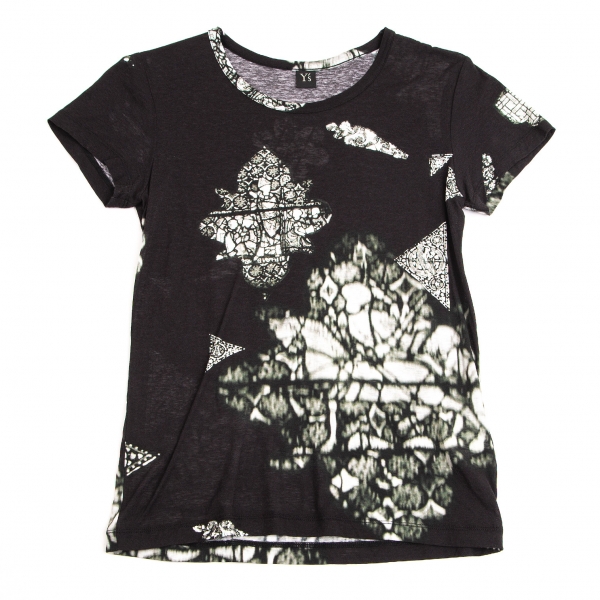 ワイズY's ステンドグラスプリントTシャツ 黒2